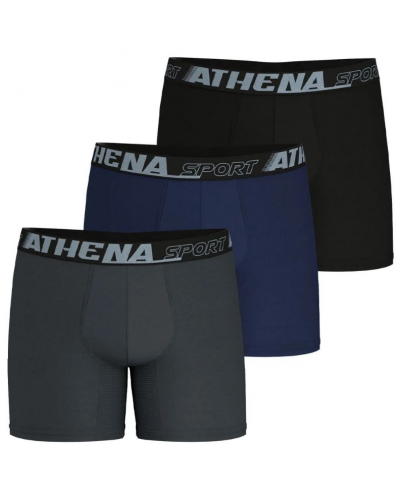 Paquete de 3 bóxers algodón stretch Athena Air Fit Sport (Gris/Marine/Noir)