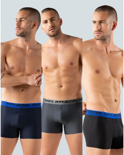 Pack of 3 Mech Stretch boxers Athena Daily Sport (Noir/Gris/Marine)