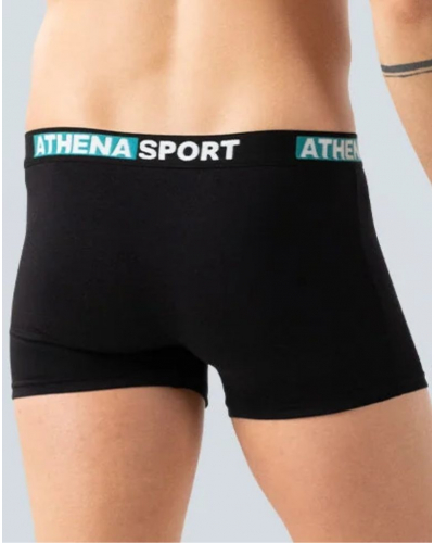 Pack of 3 stretch cotton boxers Athena Daily Sport (Noir/Océan/Noir)