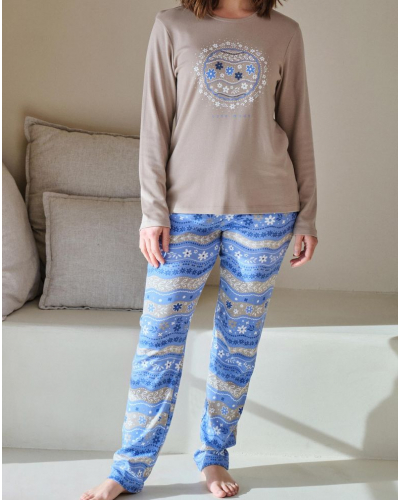 Long cotton modal pyjamas Massana (Beige)