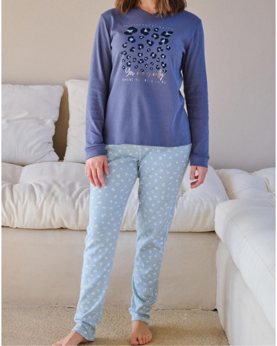 Long 100% cotton Massana pajamas (Imprimé Bleu)