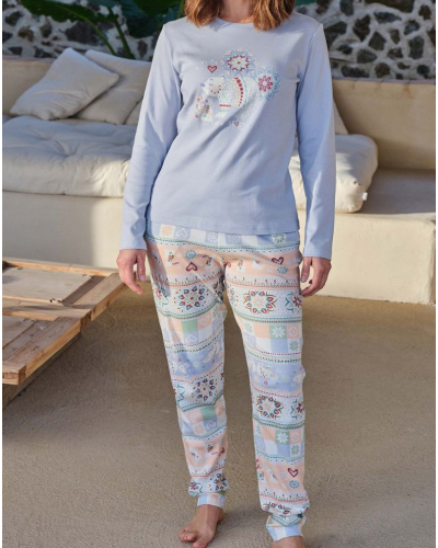 Pijama largo 100% algodón Massana (Imprimé Bleu Clair)