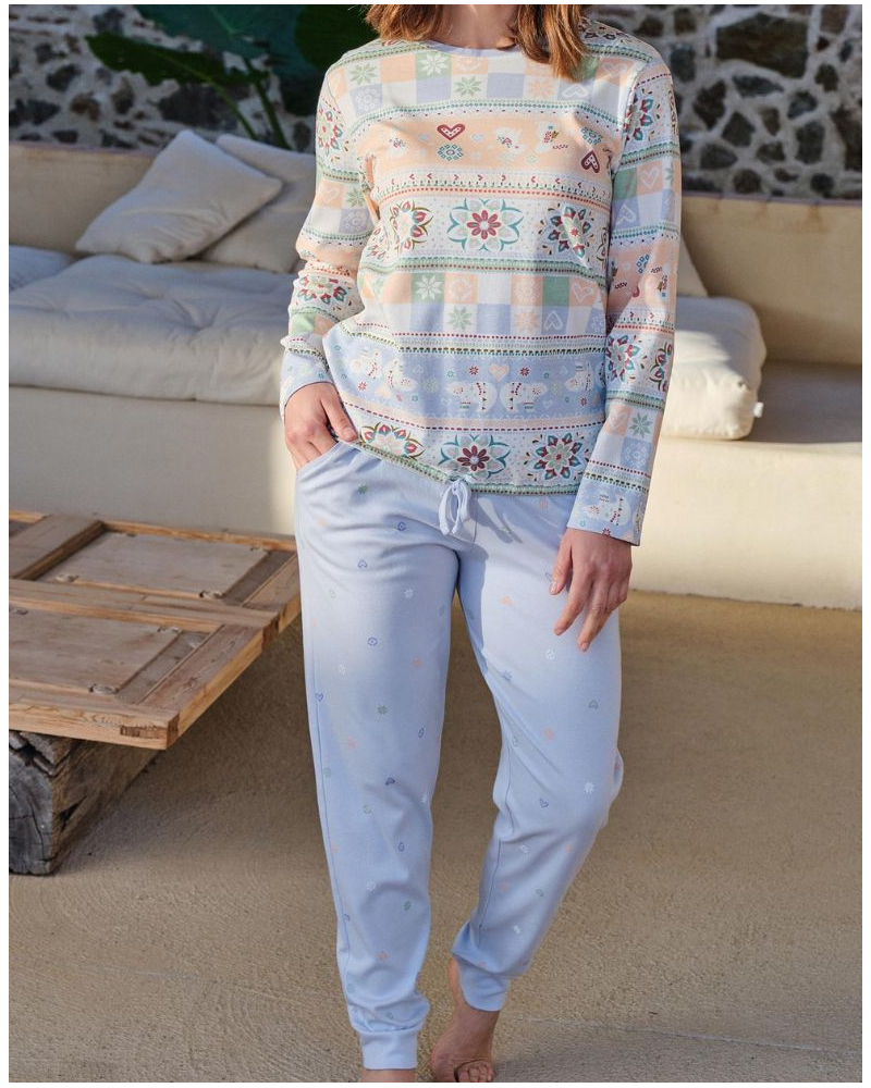 Long 100% cotton pajamas Massana (Imprimé Multicolore)