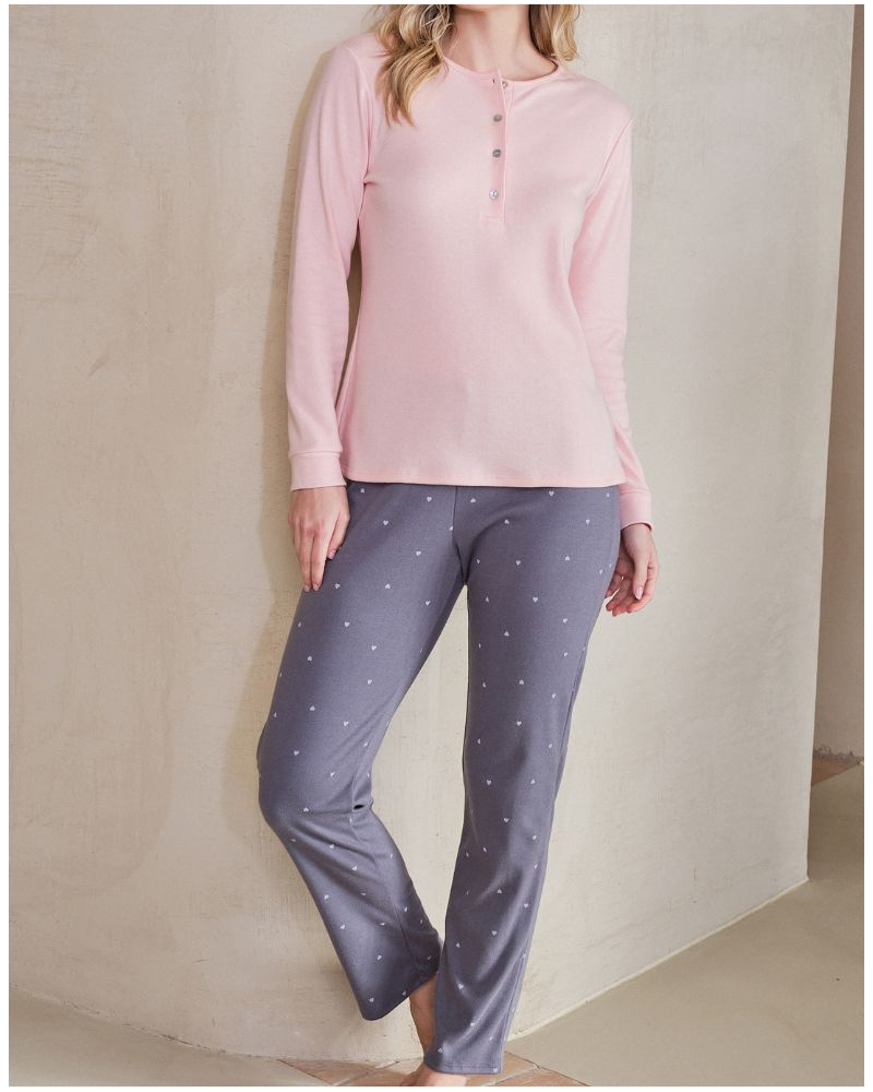 Pyjama long coton Massana (Imprimé Coeur)