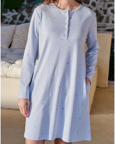 Camisone mangas largas 100% algodón Massana (Imprimé Bleu Clair)