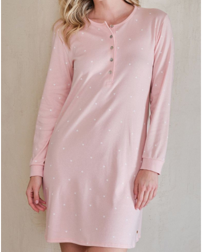 Long-sleeved cotton nightdress Massana (Imprimé Coeur)