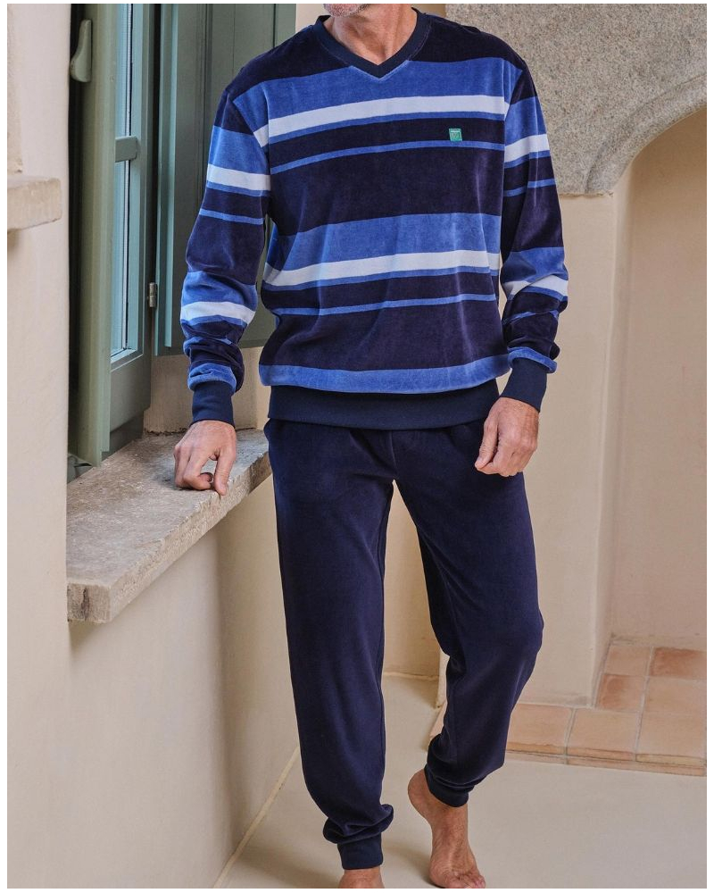 Pyjamas velvet and cotton Massana (Bleu)