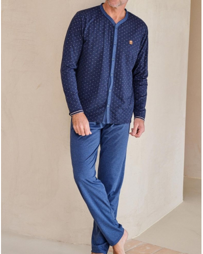 Massana buttoned long cotton pyjama (Marine Vigoré)