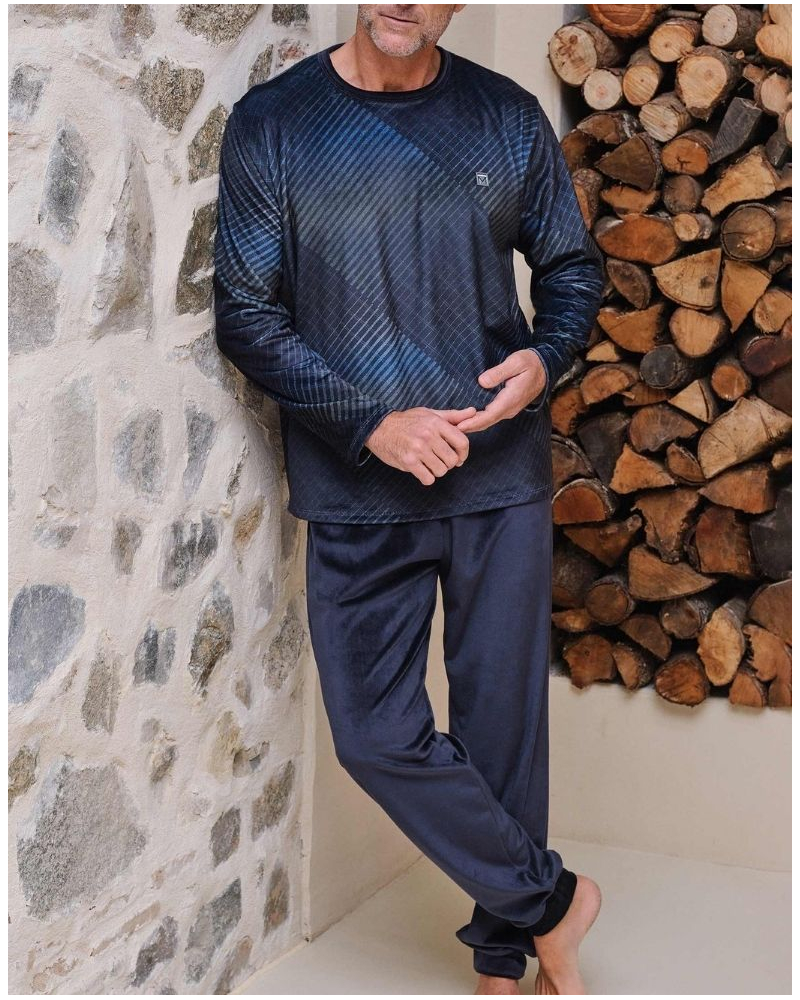 Pijama largo micropolar Massana (Bleu)