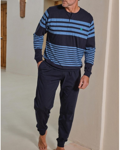 Pijama largo 100% algodón Massana (Marine)