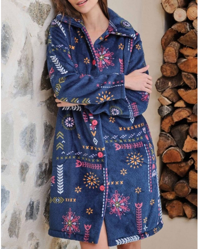 Robe de chambre polaire Massana (Imprimé Bleu Foncé)