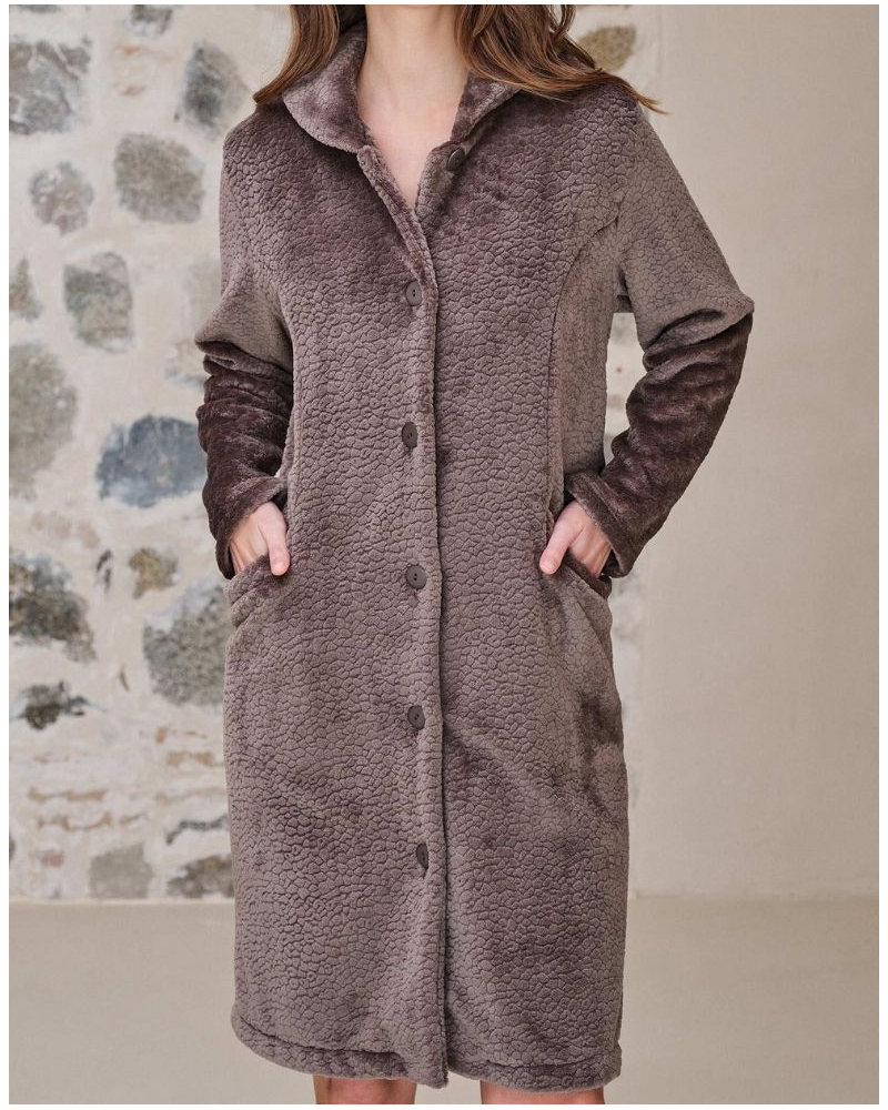Dressing gown polar buttoned Massana (Chocolat)