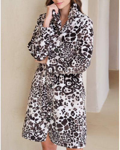 Dressing gown polar buttoned Massana (Imprimé Chocolat)