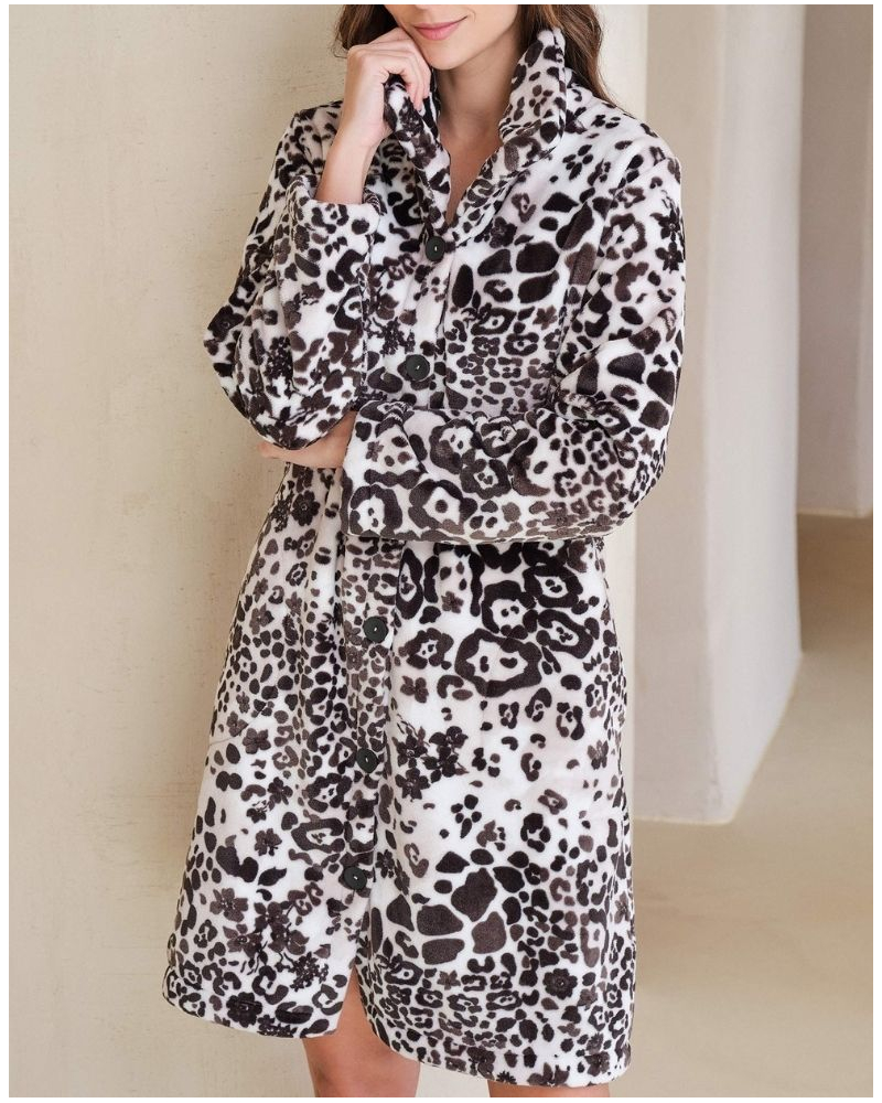 Dressing gown polar buttoned Massana (Imprimé Chocolat)