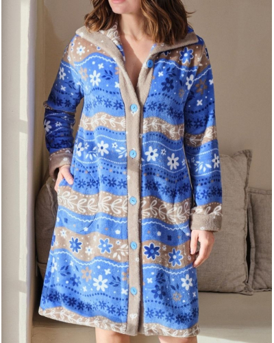 Dressing gown polar buttoned Massana (Bleu)