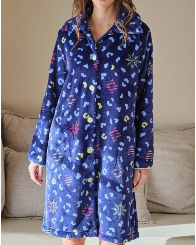 Dressing gown polar buttoned Massana (Marine)
