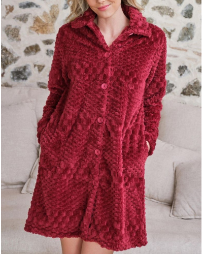 Dressing gown buttoned polar Massana (Grenat)