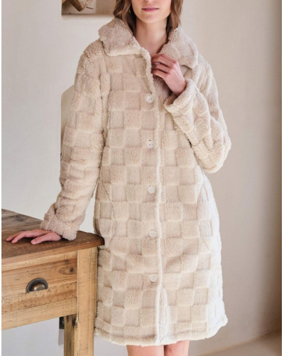Dressing gown polar buttoned Massana (Sable)