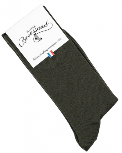 Calcetines de lana para hombre Maison Broussaud uni (Kaki)