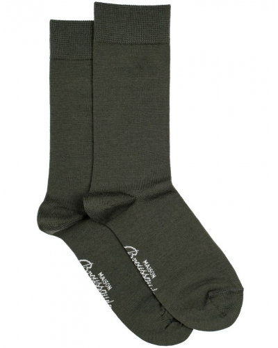 Calcetines de lana para hombre Maison Broussaud uni (Kaki)