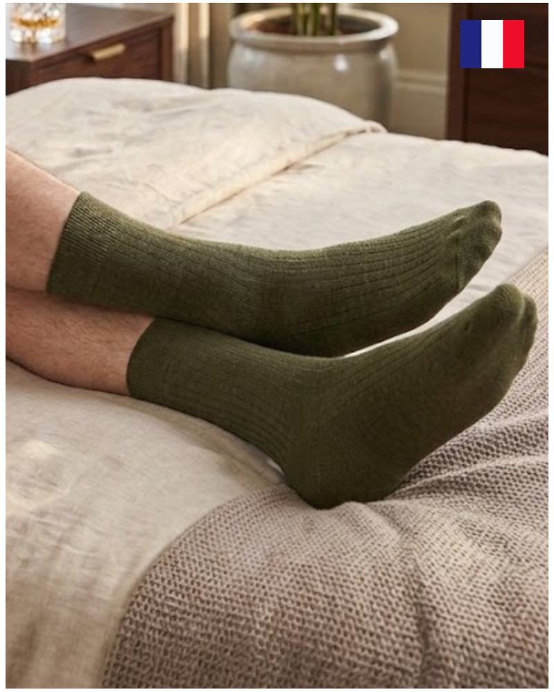 Men's wool socks Maison Broussaud uni (Kaki)