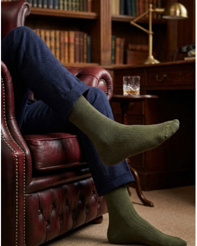 Men's wool socks Maison Broussaud uni (Kaki)