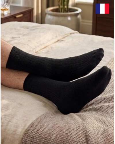 Men's wool socks Maison Broussaud uni (Black)