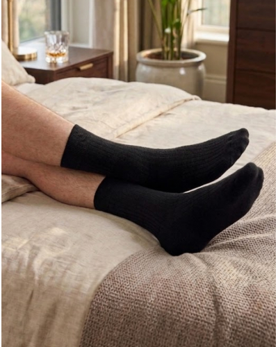 Calcetines de lana para hombre Maison Broussaud uni (Negro)