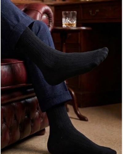 Men's wool socks Maison Broussaud uni (Black)
