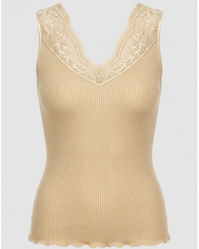 Top sans manches laine et soie en dentelle Leavers Oscalito 7806 (Champagne)