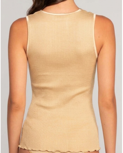 Sleeveless wool and silk top with Leavers lace Oscalito 7806 (Champagne)
