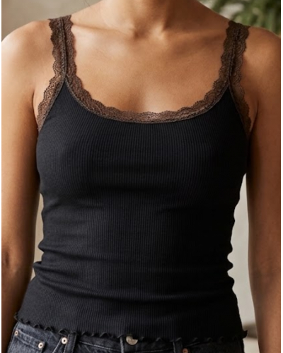 Débardeur bretelles laine & soie Moretta 5760 noir