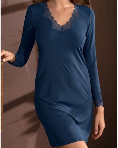 Long-sleeved V-neck nightdress Antigel Simply Perfect (Bleu Sarcelle)