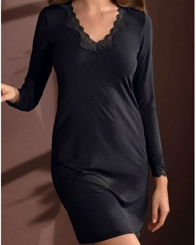 Camisón mangas largas cuello en V Antigel Simply Perfect (Negro)