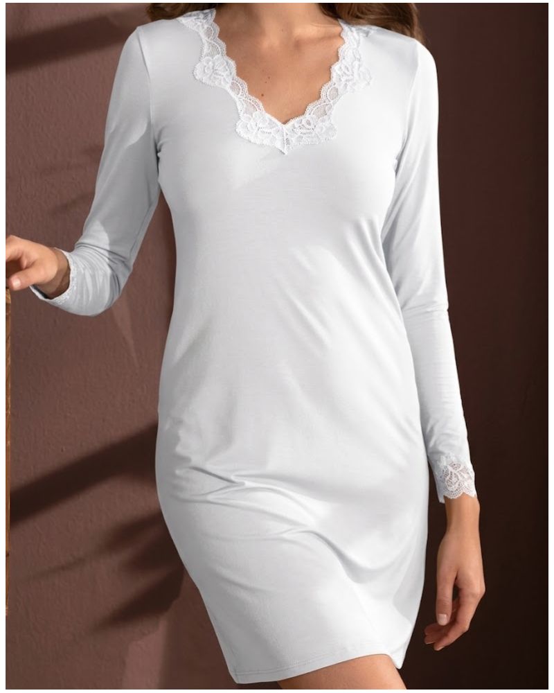 Camisón mangas largas cuello en V Antigel Simply Perfect (Nacre)