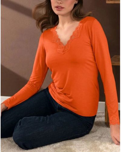 Tee shirt long sleeves V-neck Antigel Simply Perfect (Orange Safrané)