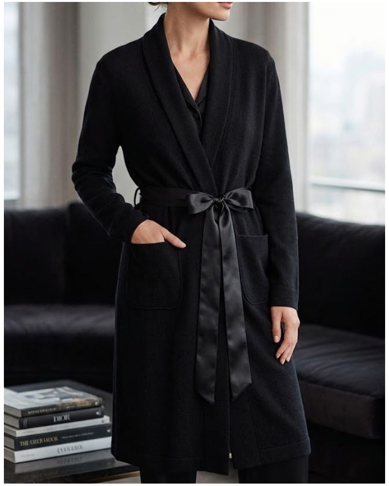 Robe de chambre polaire longue Antigel Simply Perfect (Noir Polaire)