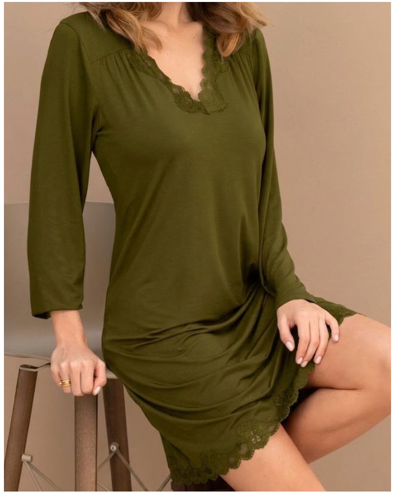 Nightdress long sleeves wellness Antigel Simply Perfect (Vert Mousse)