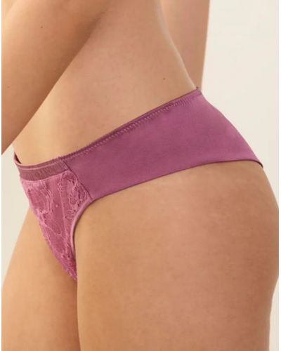 Tanga en Soie Maison Lejaby Silk'N Lace (Rubis Rose)