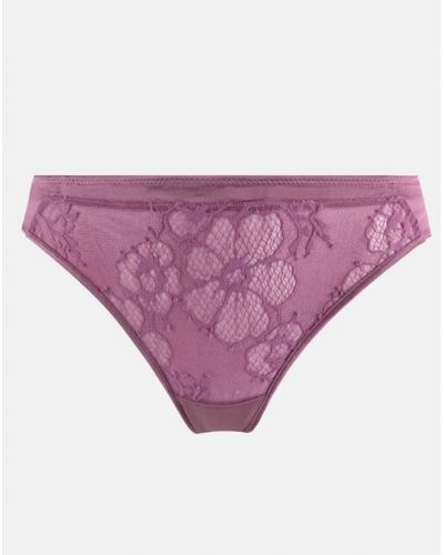 Tanga en Soie Maison Lejaby Silk'N Lace (Rubis Rose)