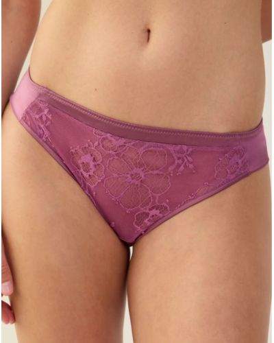 Tanga en Soie Maison Lejaby Silk'N Lace (Rubis Rose)