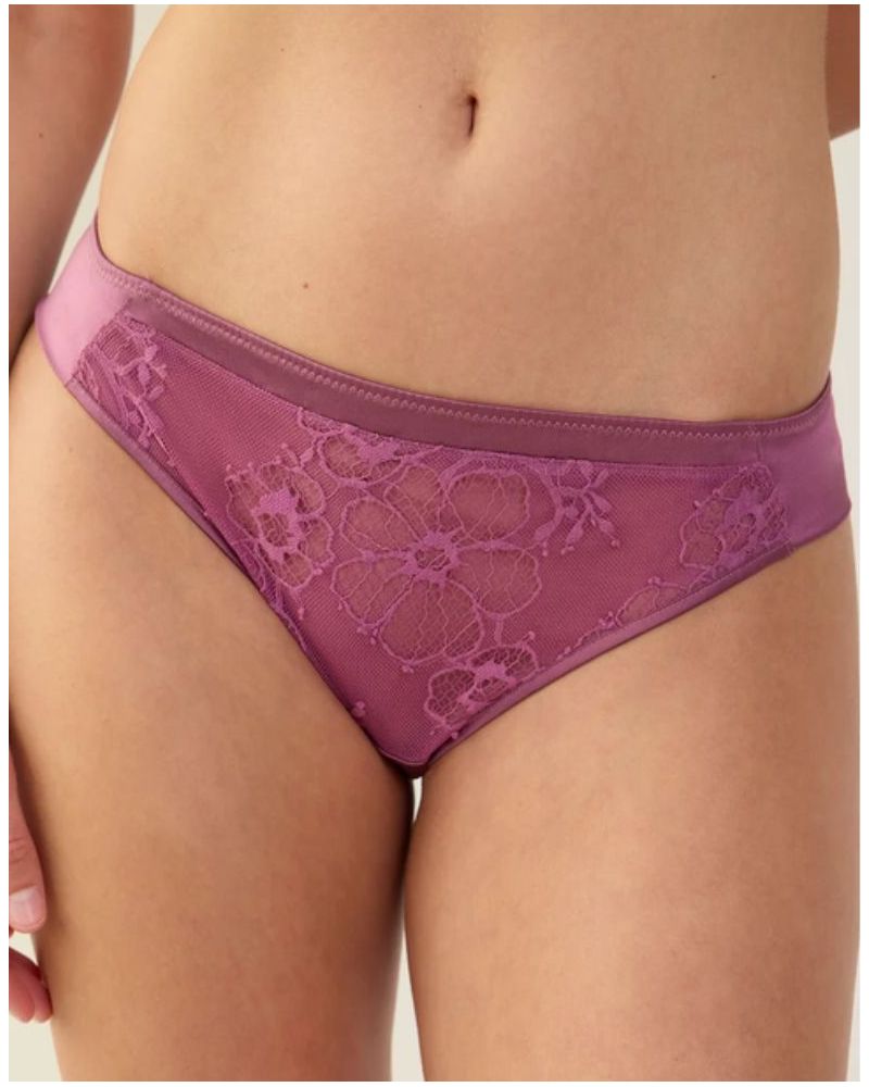 Tanga en Soie Maison Lejaby Silk'N Lace (Rubis Rose)