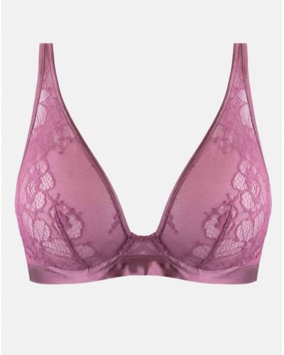 Silk underwired triangle bra Maison Lejaby Silk'N Lace (Rubis Rose)