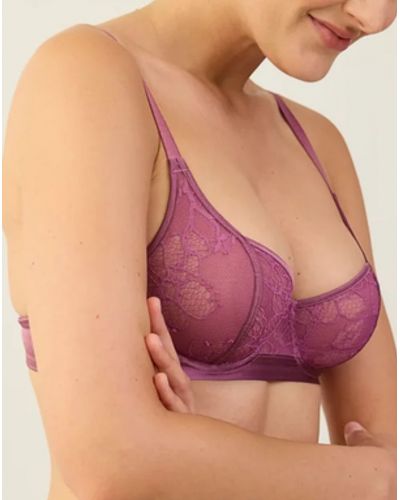Soutien-gorge armatures tulipe en Soie Maison Lejaby Silk'N Lace (Rubis Rose)