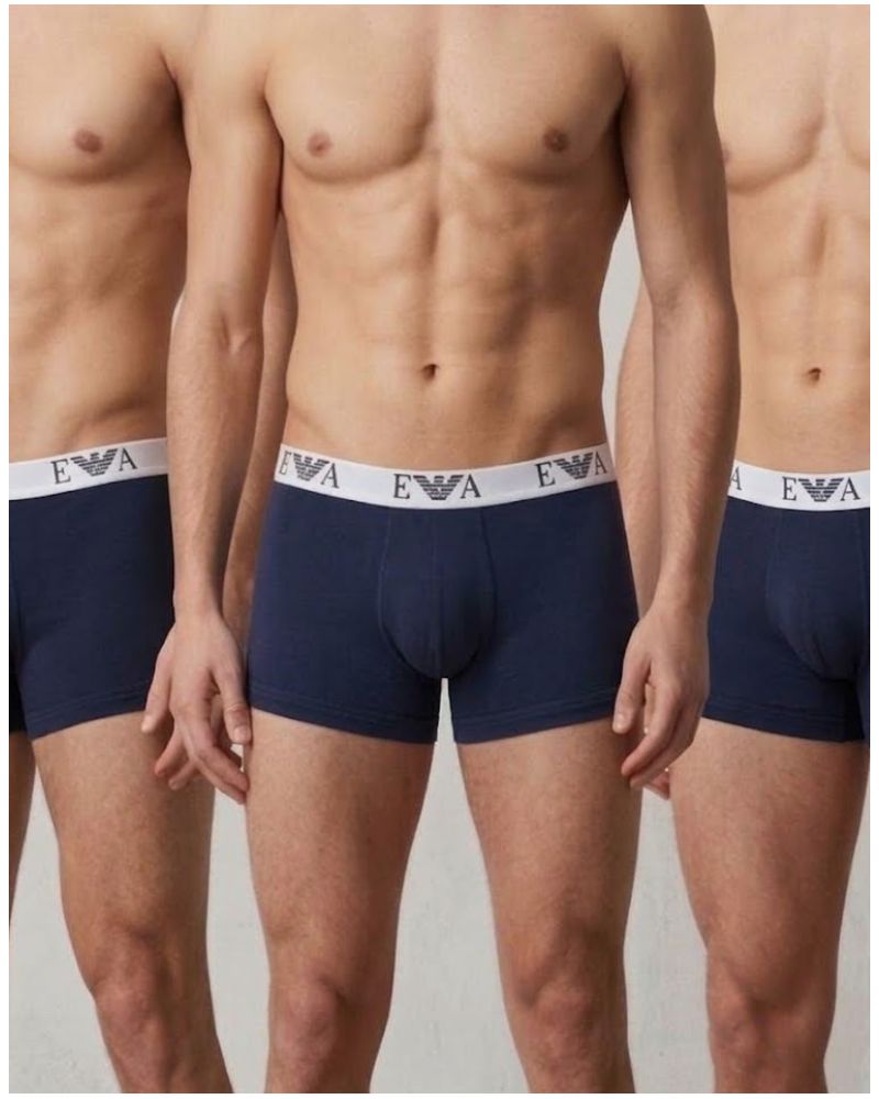 Lot de 3 shortys en coton Emporio Armani Bold Monogram (Marine)