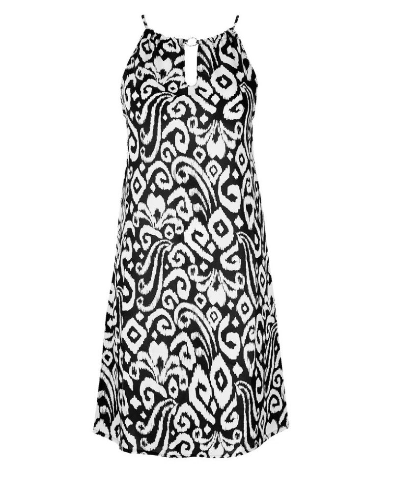 Robe de plage Antigel La Balinaise (Ikat Noir Blanc)