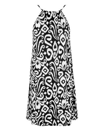 Robe de plage Antigel La Balinaise (Ikat Noir Blanc)