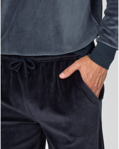 Pijama en terciopelo Massana (Imprimé Gris)