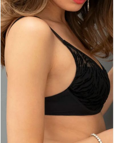 Soutien-gorge plunge demi-mousse Antigel Tigre Velours (Noir)