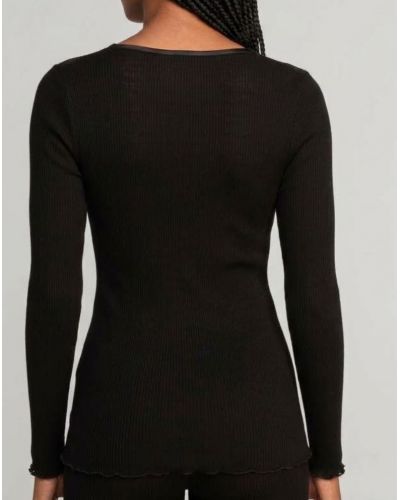 Top manches longues laine et soie en dentelle Leavers Oscalito 7807 (Noir)